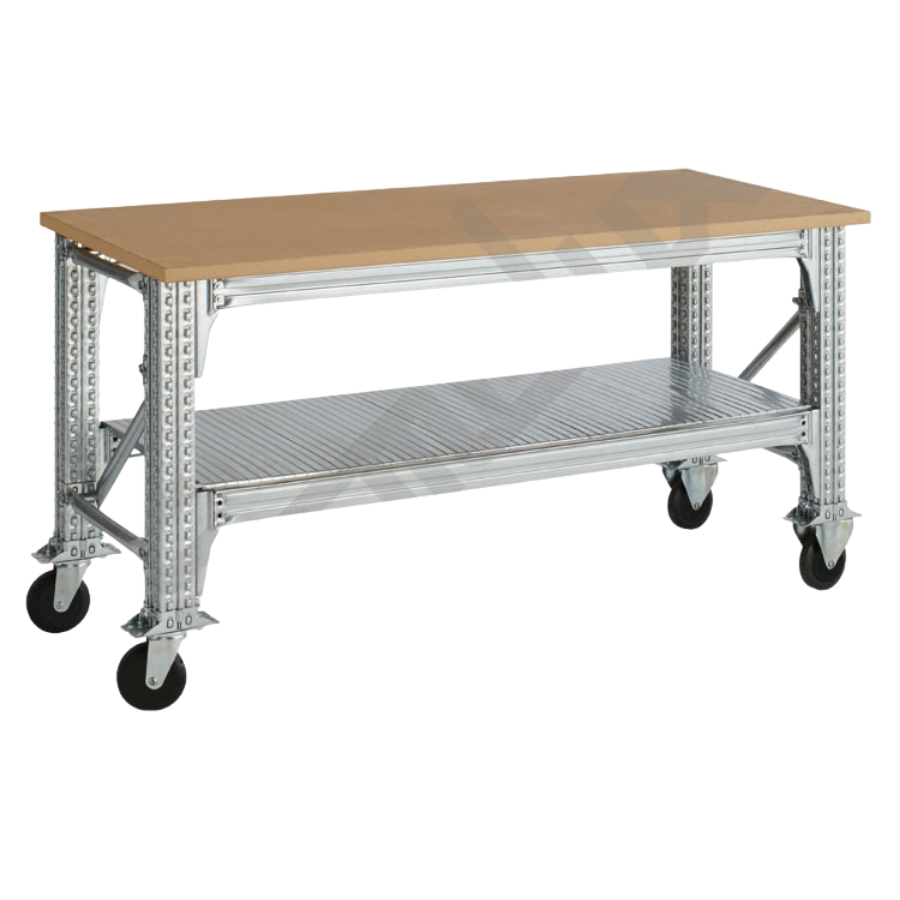 Mesas de Trabajo TS con ruedas y estante