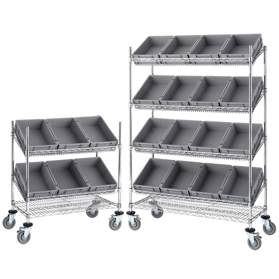 Carro Cromado Expositor con cajas Eurobox