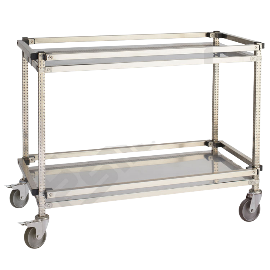 Mesas expositoras inoxidables con ruedas
