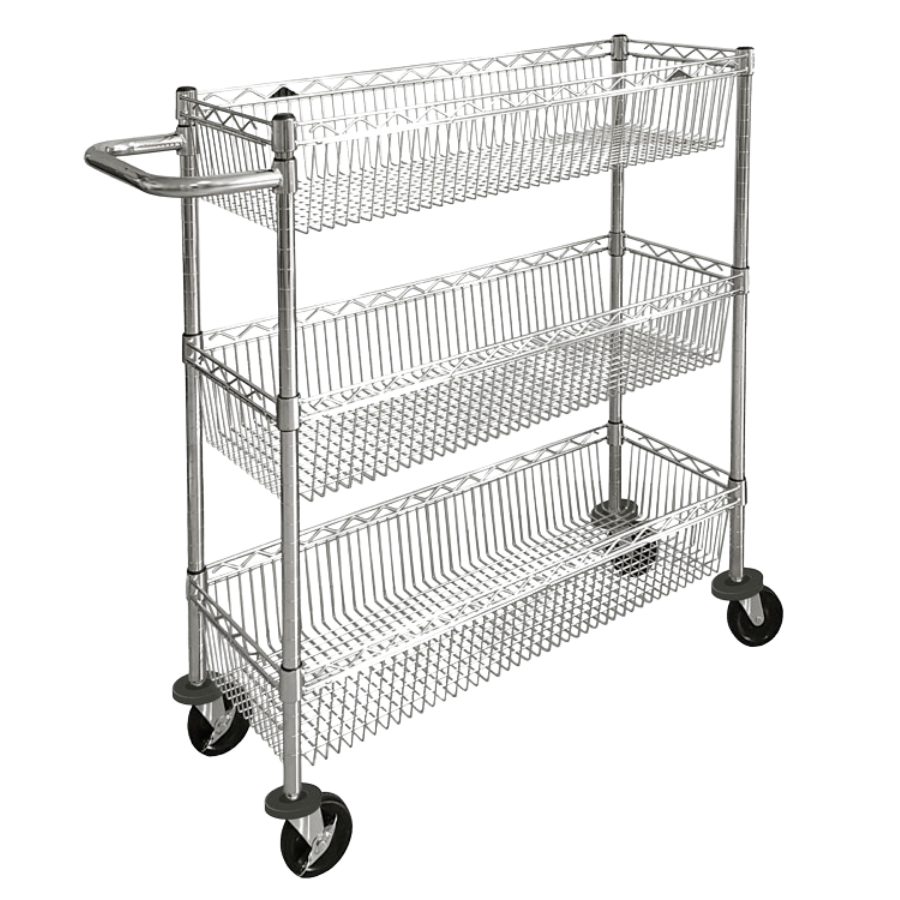 Carros de cromo con estantes tipo cesta