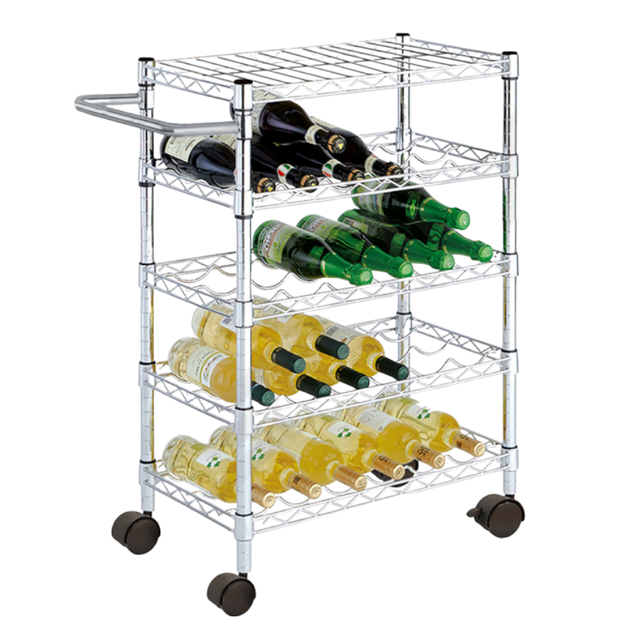 Carrito de cromo para botellas
