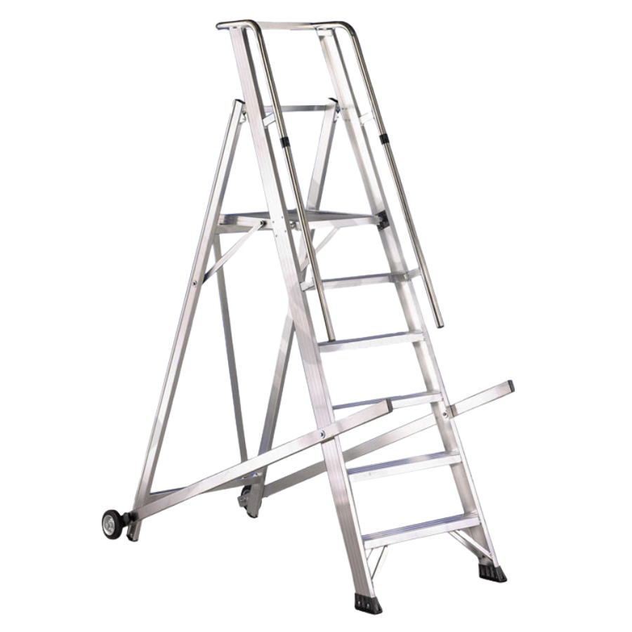 Escalera aluminio VER plataforma y barandilla