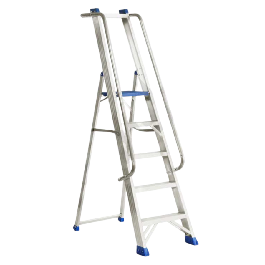 Escaleras aluminio, de tijera con barandilla NRGN