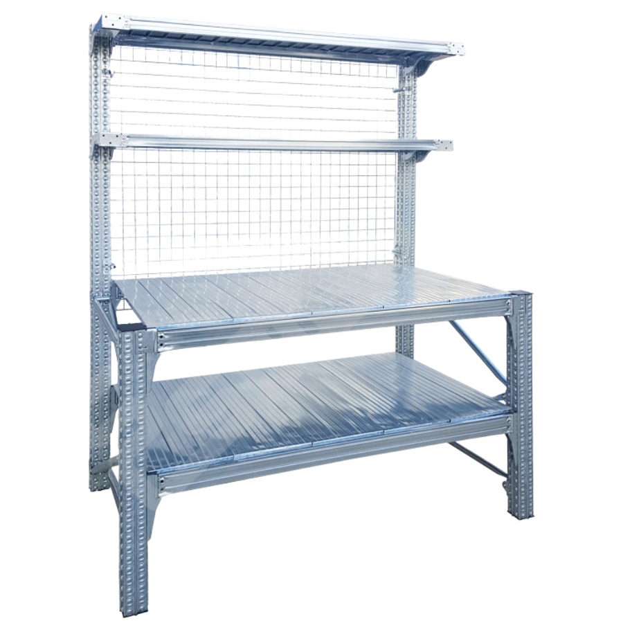 Banco de trabajo TS con 2 estantes en voladizo