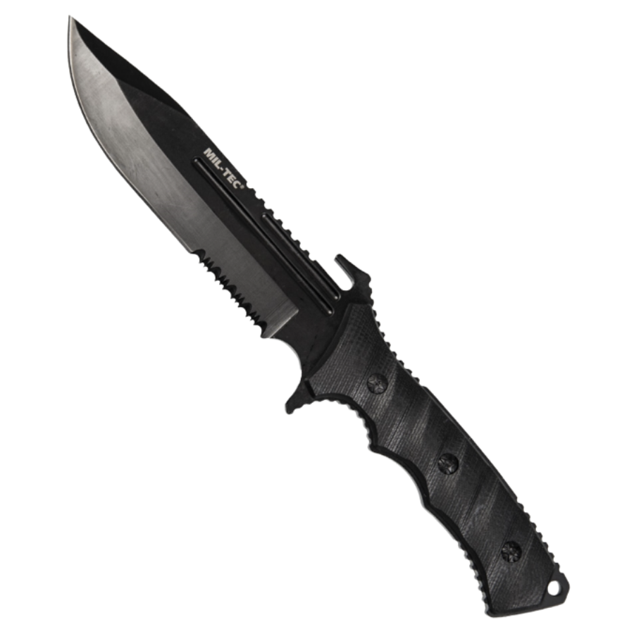 CUCHILLO DE COMBATE NEGRO G10 CON FUNDA DE NYLON