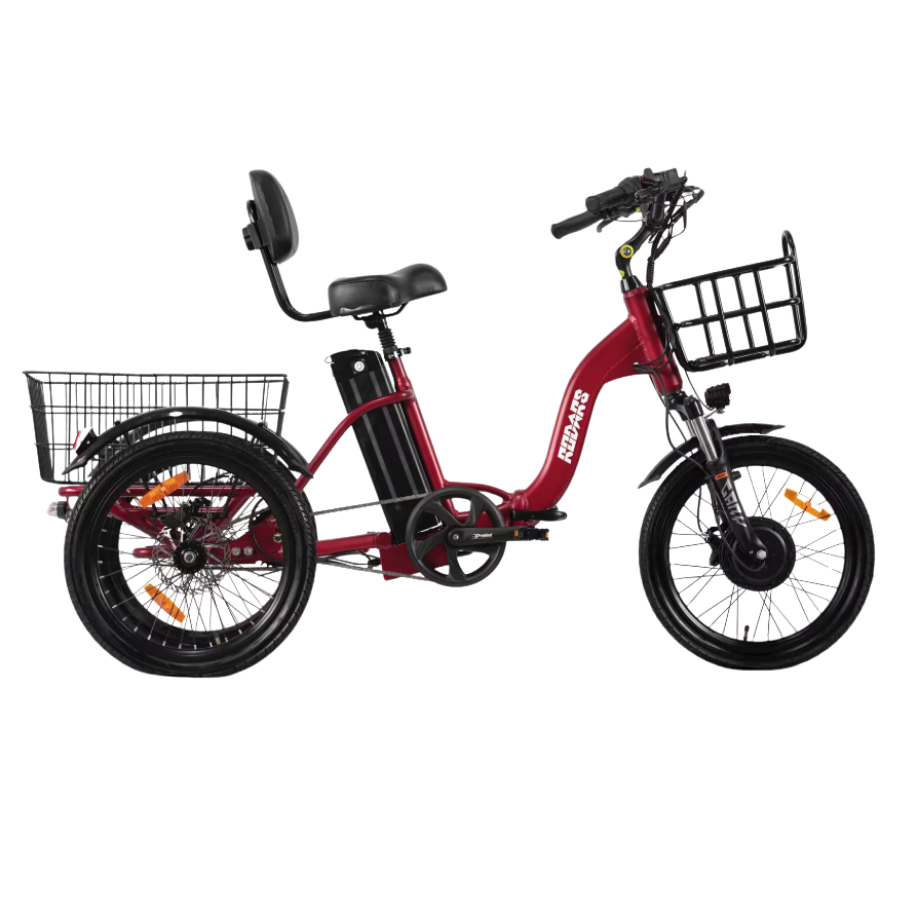 RODARS Triciclo Elétrico p/ adultos plegable - Rodars Swish Rojo Burdeos - Bat. 740Wh