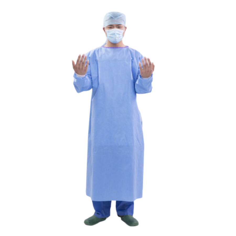 Bata quirúrgica estándar talla S: 115x140 cm + 2 toallas de mano - caja de 50