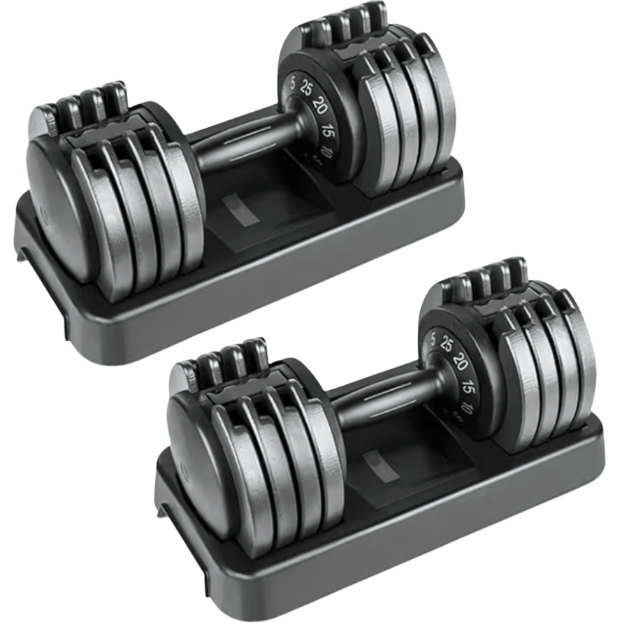 Clover Fitness Juego de Pesas musculación. Mancuernas ajustables 25 Kg (Par).