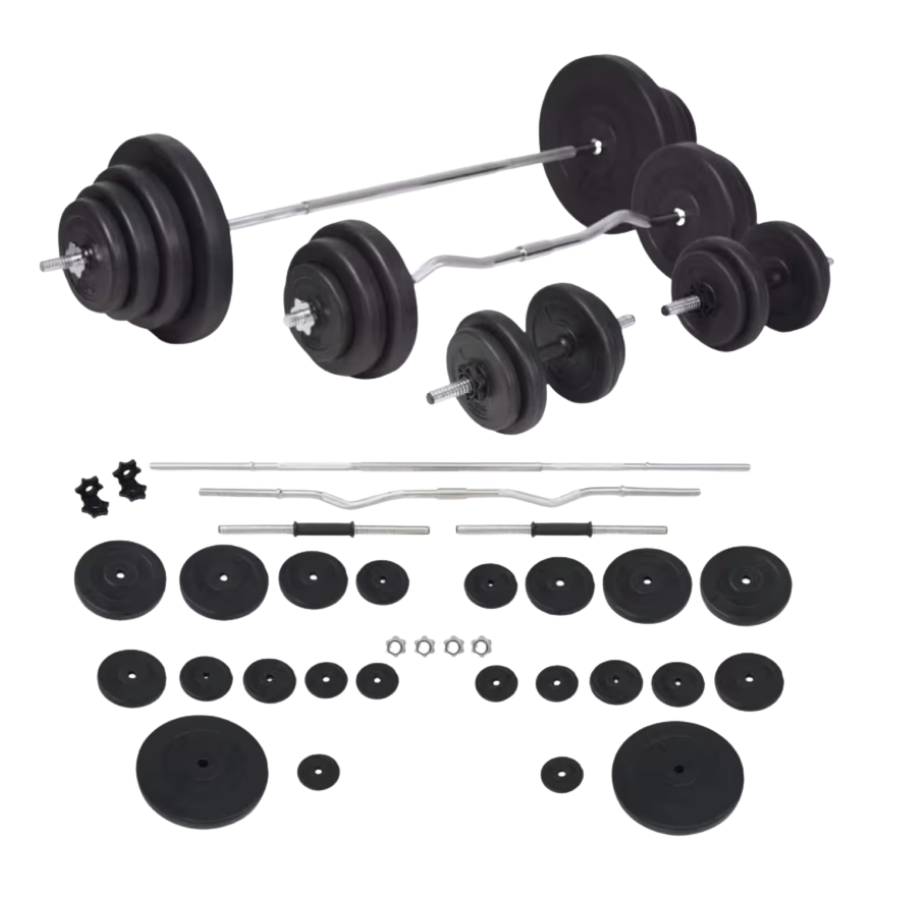 Fitness Tech Kit de Pesas con Barra y Mancuernas de 120kg