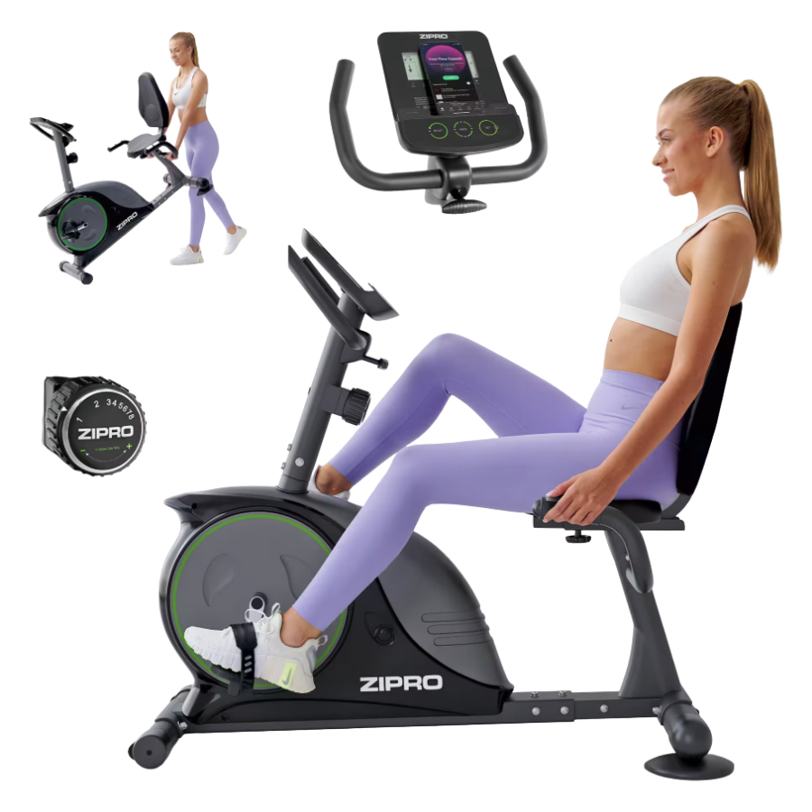 Bicicleta estática reclinada magnética Zipro Easy 8 niveles de resistencia