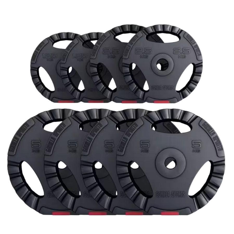 Gorilla Sports Kit Discos Musculación Negro Plástico 2x1,25 Kg 2x5Kg 4x5Kg