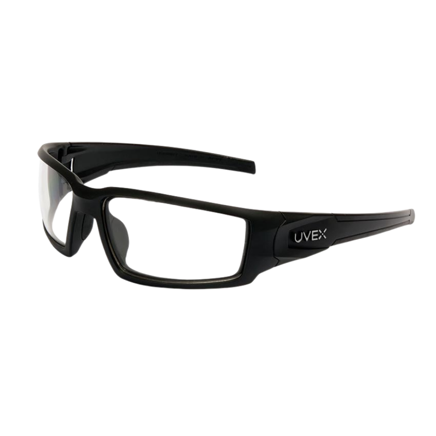 Gafas de seguridad Uvex by Honeywell Hypershock, montura negra con lentes transparentes, revestimiento antivaho HydroShield - S2940HS