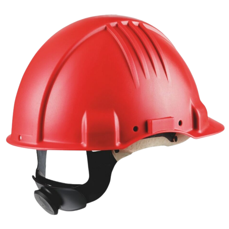 3M™ casco para altas temperaturas, con arnés de ruleta, sin ventilación, dieléctrico de 1000 V, con banda de piel para el sudor, rojo, G3501M-RD