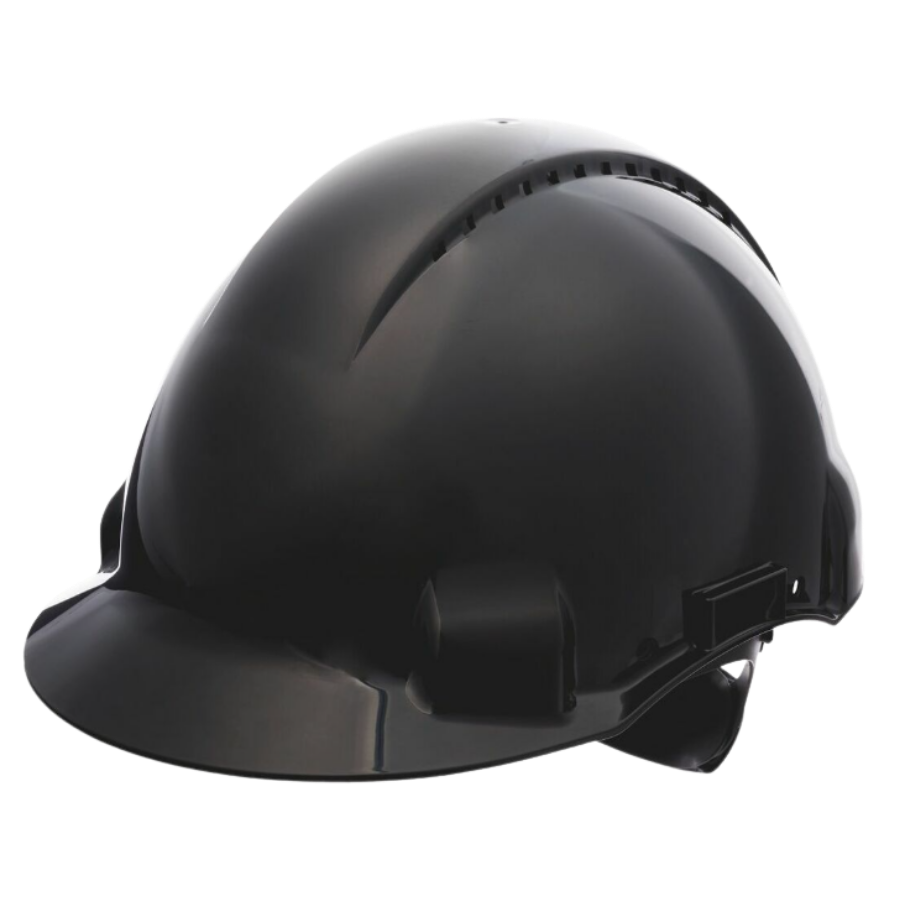 3M™ Casco, Uvicator, con arnés de ruleta, ventilado y banda antisudor de plástico, negro, G3000NUV-SV