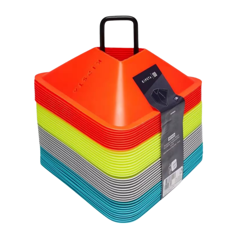 Kipsta Lote de 40 conos Essential 4 colores (amarillo, naranja, gris, azul)