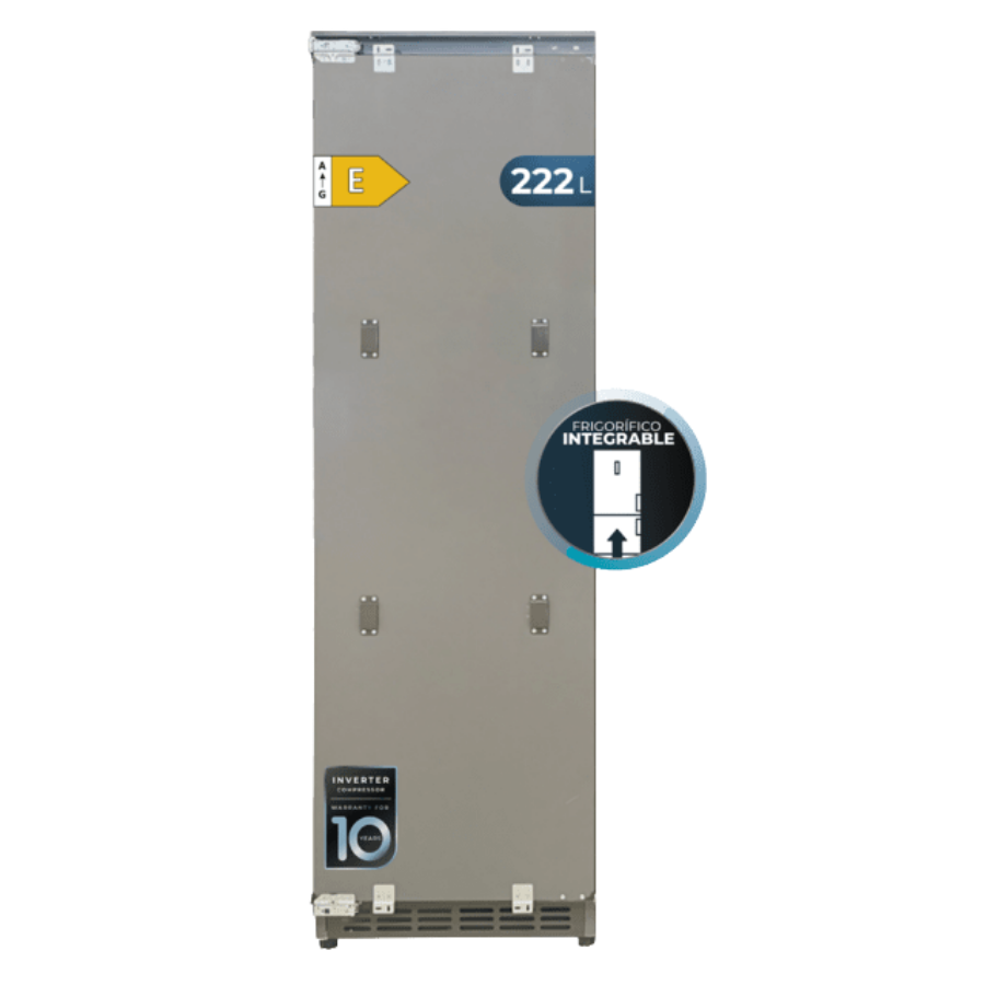 Bolero CoolMarket UF BI-D 222 GREY E Congelador 1 puerta integrable de puerta fija, 187x55,9cm, 222 Litros, Metal Cooling, Cavidad Interior gris prémium, Fast Freezing, modo Vacaciones y Clase Energética E