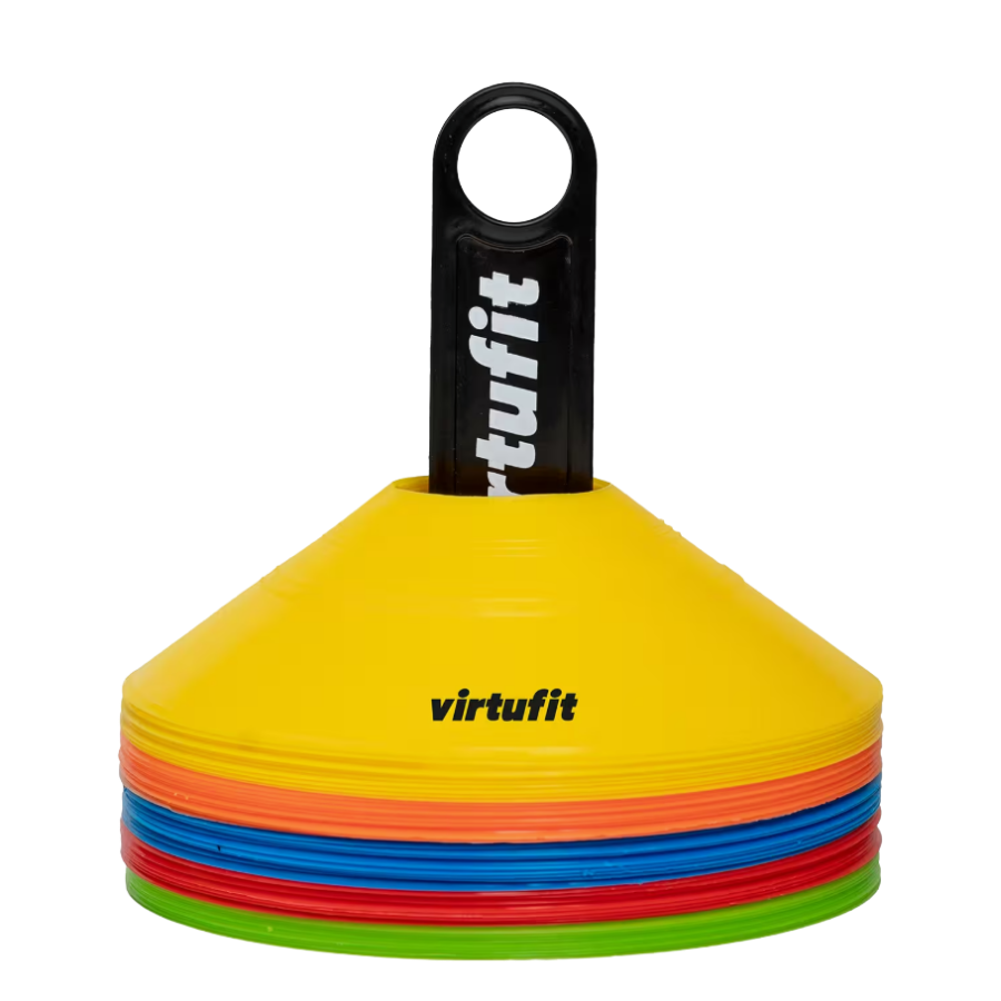 Virtufit Conos De Entrenamiento Con Soporte - 50 Piezas - Incluyendo Red De Transporte