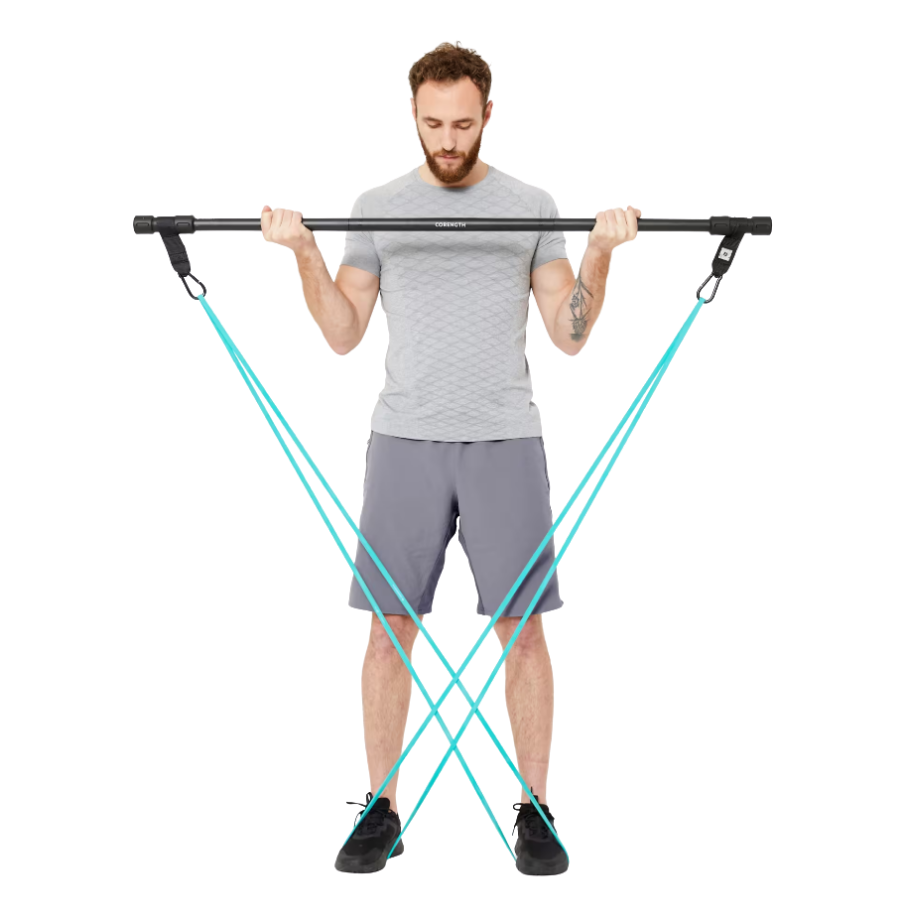 Corength Barra Entrenamiento Musculación 2 Bandas Elásticas 15 kg
