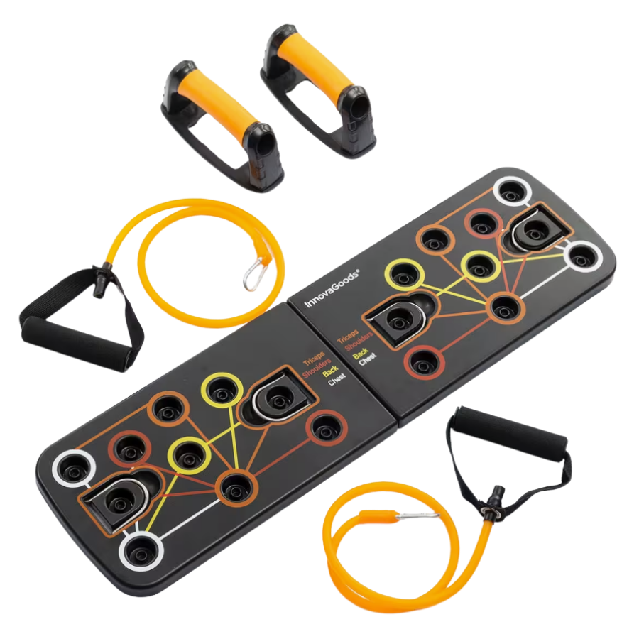 Innovagoods Tabla de Flexiones Push-Up con Bandas de Resistencia y Guía de Ejercicios Innova
