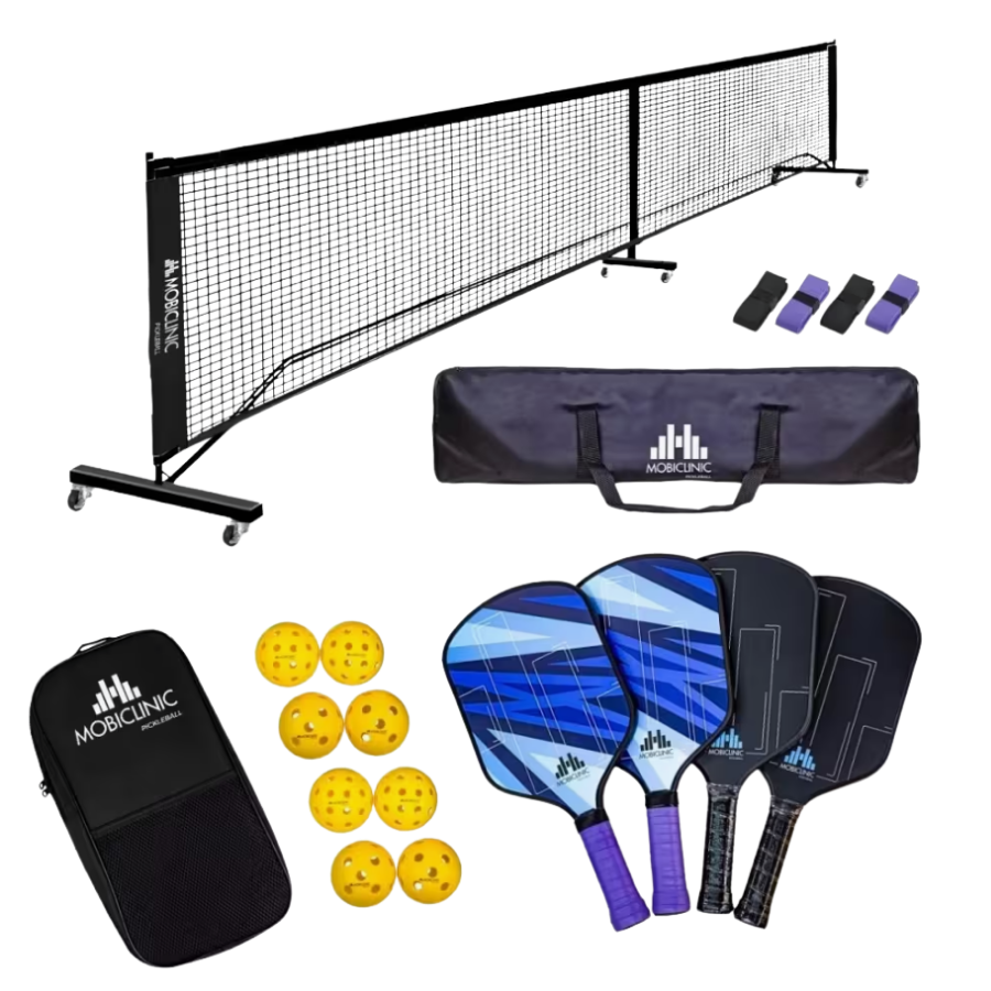 Mobiclinic Set completo de Pickleball 4 raquetas, 8 pelotas + red