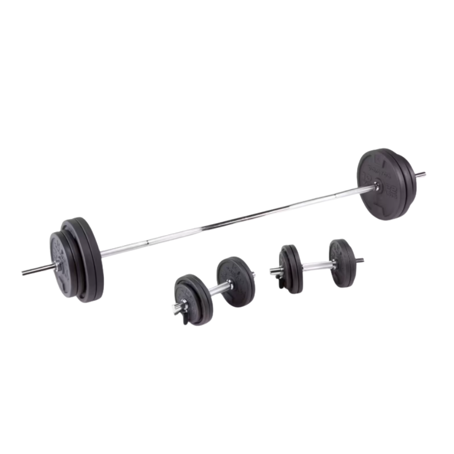 Corength Juego de pesas con mancuernas y barra 93 kg musculación