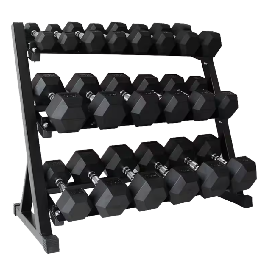 Set Mancuernas Hexagonales 2,5kg a 20kg - 8 Pares Fitness Tech