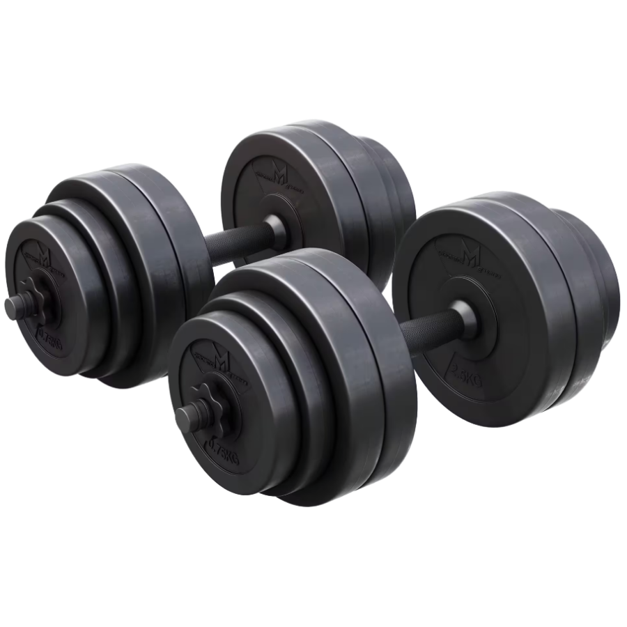 Gyronetics Kit Mancuernas Musculación Negro 30Kg Diámetro 25mm