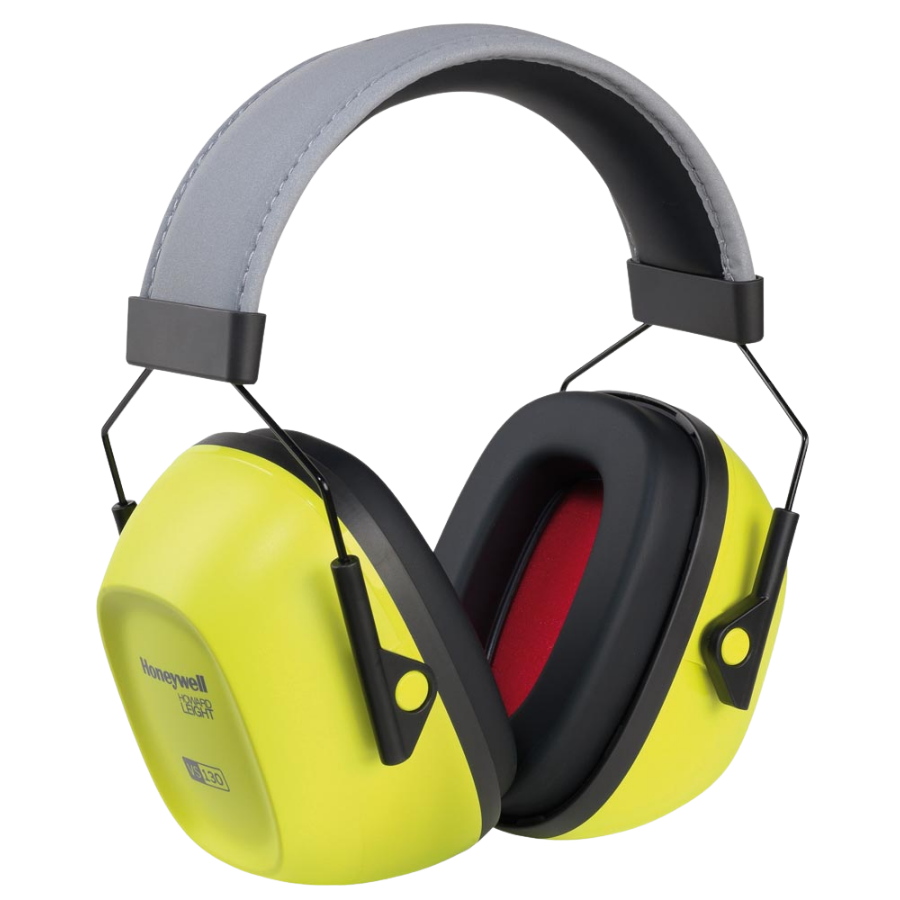 Orejeras Honeywell VS130HV VeriShield de alta visibilidad, color amarillo, para colocar sobre la cabeza.