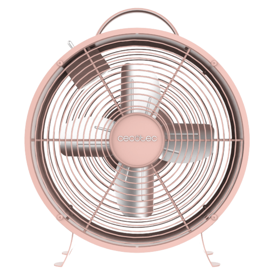 EnergySilence 400 RetroDesk Pink Ventilador de sobremesa estilo retro color rosa de 8" con 25 W y 4 aspas