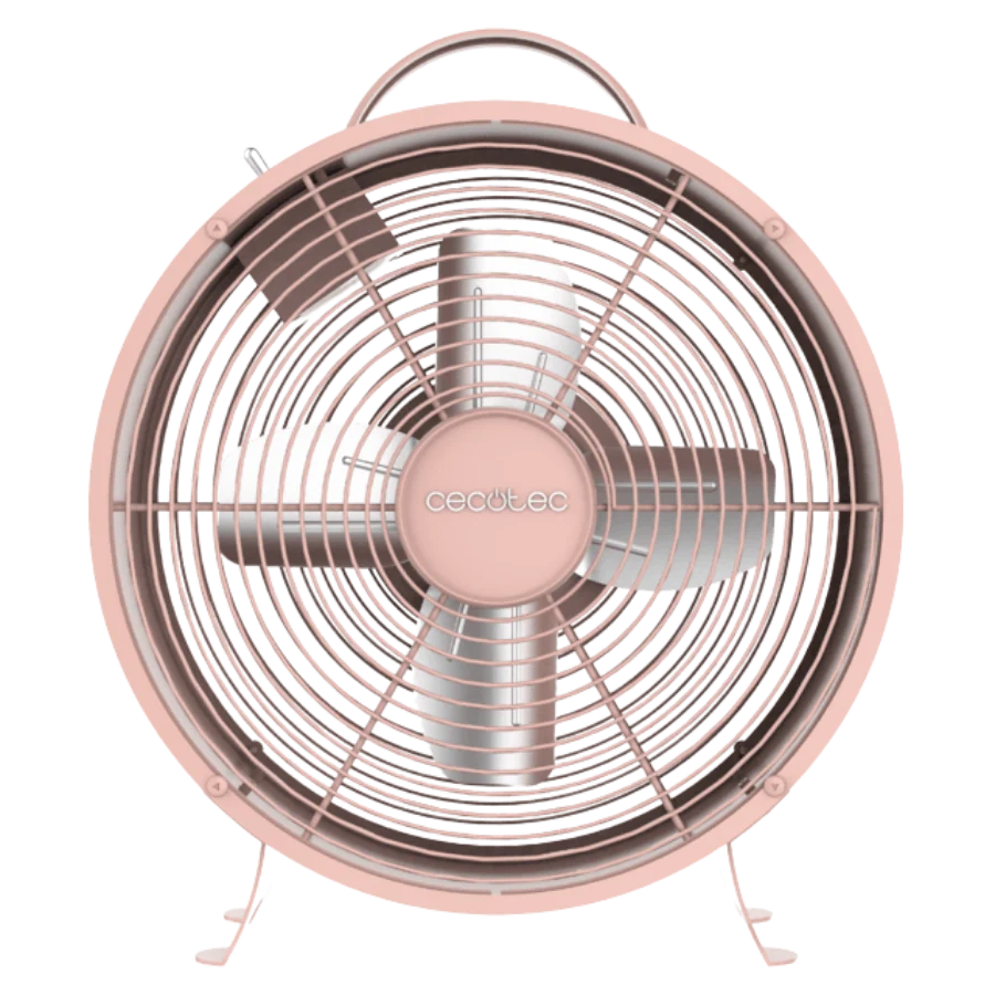 EnergySilence 400 RetroDesk Pink Ventilador de sobremesa estilo retro color rosa de 8" con 25 W y 4 aspas