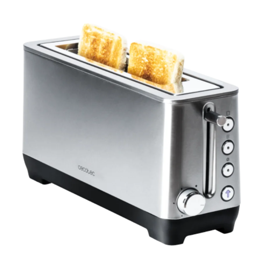 BigToast Extra.Tostadora de 1100 W, Ranura Larga Extraancha, 4 Funciones preconfiguradas
