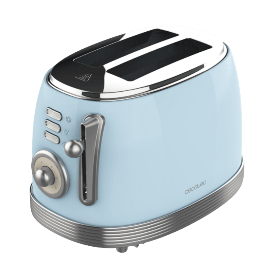 Toast&Taste 800 Vintage Light Blue. Tostadora de 850 W, Doble Ranura Corta Extra anchas de 3,8 cm, 2 Tostadas