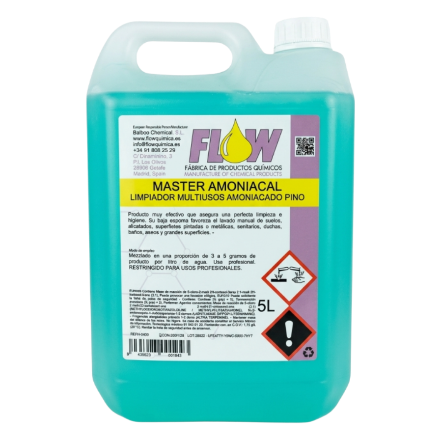 LIMPIADOR AMONIACAL PINO MASTER AMONIACAL ENVASE 5 Lt.