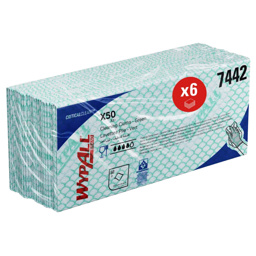 Paños de limpieza con código de color WypAll® X50 Critical Clean™ 7442