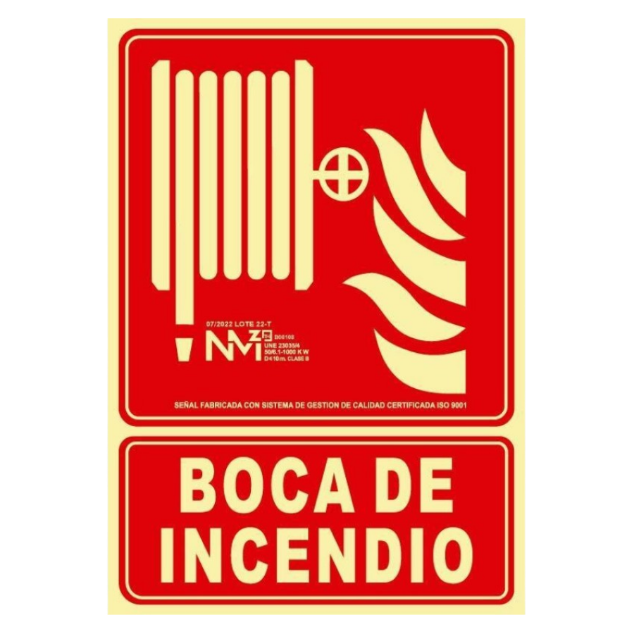 SEÑAL BIE- BOCA DE INCENDIO PVC 0,4 Clase B 210X300mm